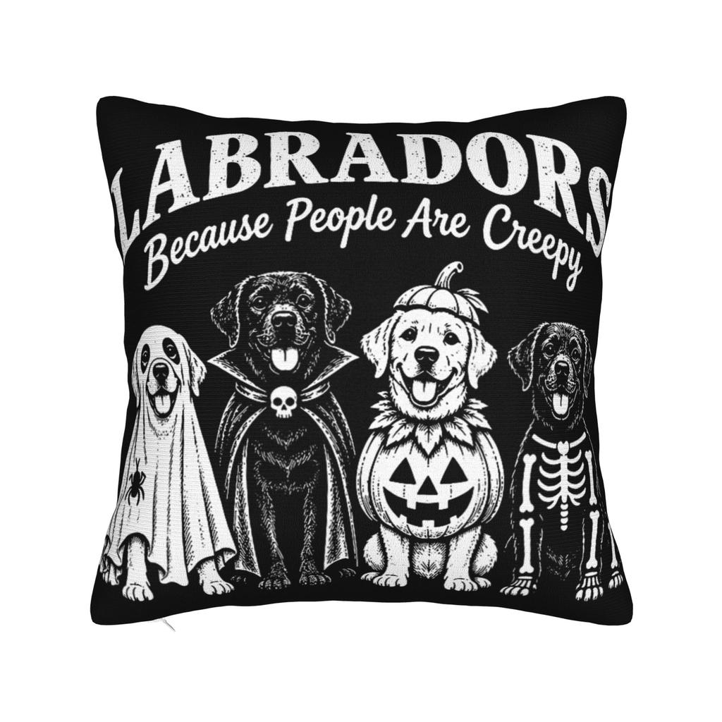 Bulldogs Because People are Creepy Halloween Dogs Pillow Cover Fashion Pillow Case For Living Room Chair Comfy Pillowcases Gift