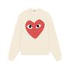 Relaxed Fit Cotton Sweatshirt With Heart Print Long Sleeve Crew Neck Fleece Lined Unisex Winter Casual Top