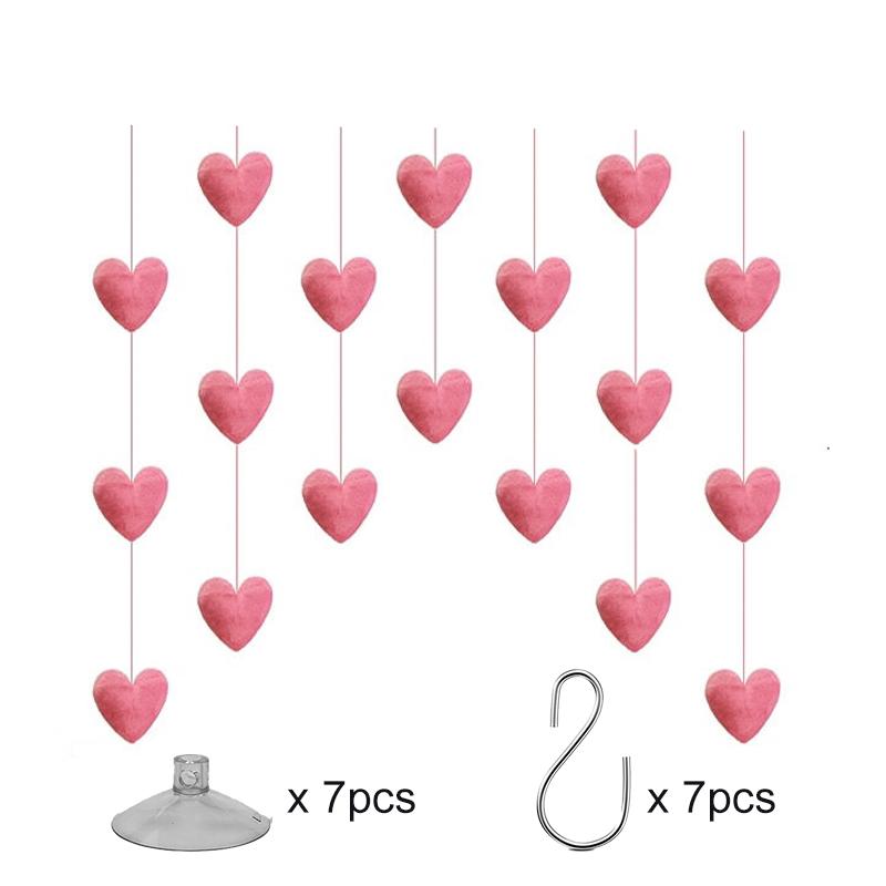 Hanging Door Curtains DIY Ornament Heart-shaped Self-adhesive Solid Color Home Decorations