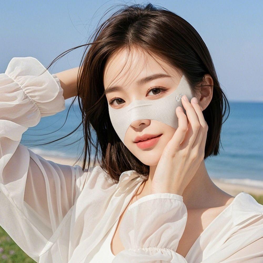 UV Protection Ice Silk Mask Thin Golf Face Mask Breathable Sunscreen Eye Patches  Hiking