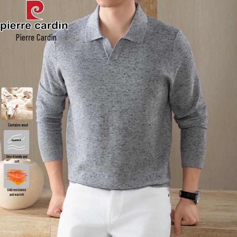 Pierre Cardin Men's Wool-Blend V-Neck Knit Long-Sleeve Shirt