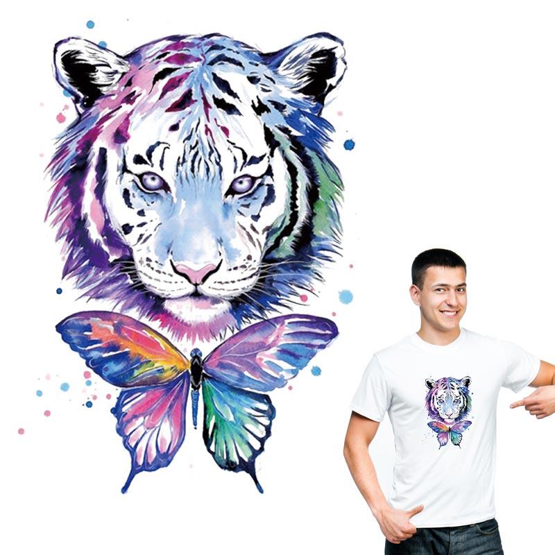 Нашивки с тигром и бабочкой для одежды, джинсов, аксессуары «сделай сам», наклейка, модная термопресс, аппликация в полоску, термонаклейка, патч