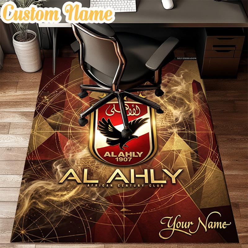 Custom Name Al Ahly Fc Crest Design Rug Office Rug Chair Mat Non Slip Carpet Rugs for Bedrooms Dining Room Living Room Home Decor gifts