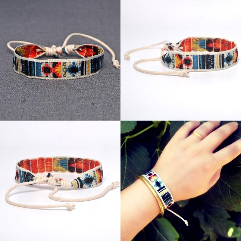 Бохо браслет с вышивкой клубничных цветов, ручной работы, плетеный браслет, браслеты дружбы, плетеные нитью браслеты на запястье