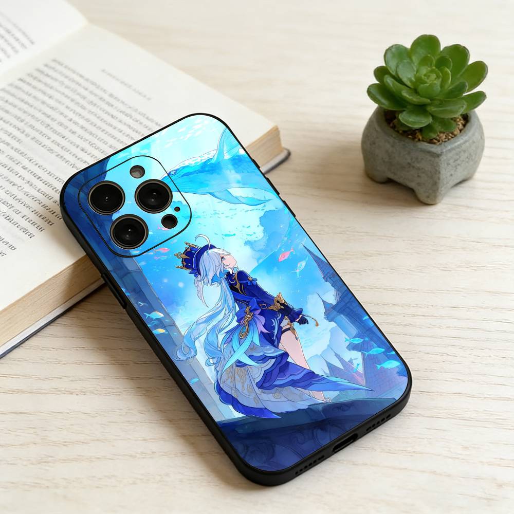 Семь Архонтов Genshin Impact Чехол для телефона для iPhone 17, 16, 15, 14, 13, 12, 11 Plus, Pro Max, Другие Мягкий Черный Чехол
