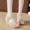 Fashion Summer New Wedge Heel Fish Mouth Sandals, Women's Casual Muffin Thick-soled High-heeled Velcro Women's Shoes