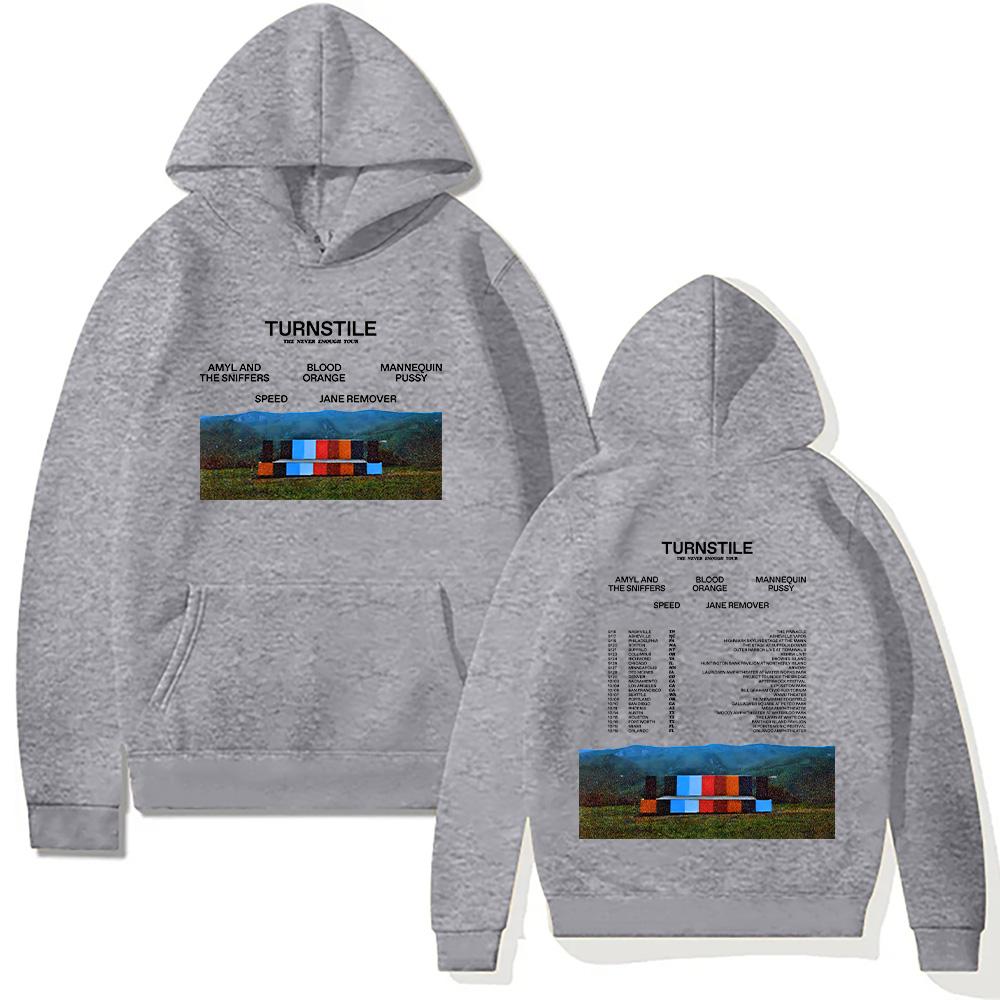 Толстовки Turnstile Band Turnstile The Never Enough Tour 2025 Свитшот Унисекс Хип-хоп Рок Уличные Пуловеры Двусторонние Уличная одежда