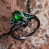 Romantic Marquise Cut Green Stone Black Gold Color Twist Ring Wedding Christmas Jewelry Anniversary Gifts