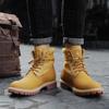 Fashion Autumn/Winter Men's Yellow Boots 2024 Fashion Quality Unisex Ankle Boots Plush Warm Leather Boots For Men High Top Work Shoes