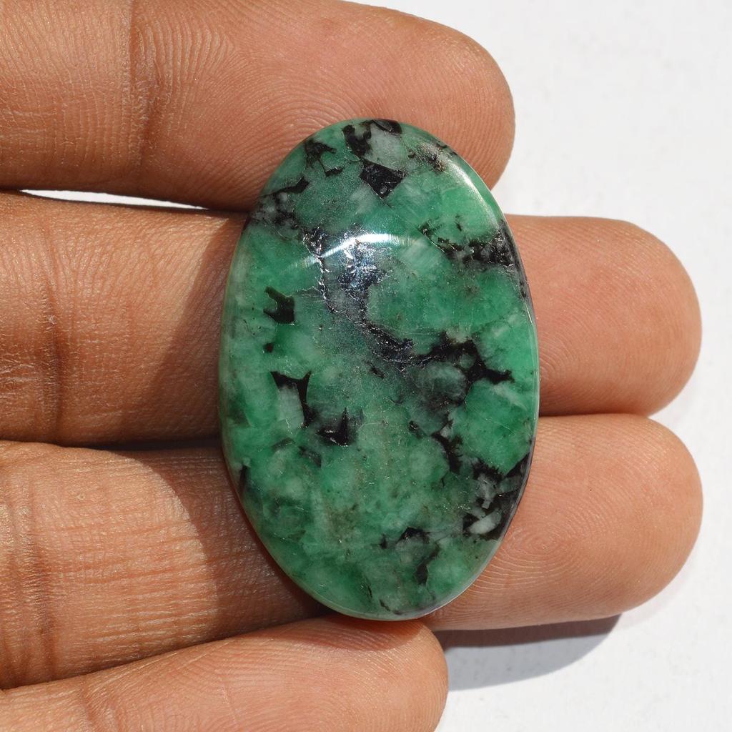 AAA+ Quality Natural Green Emerald Gemstone Cabochon, Oval Shape Emerald Cabochon, Size 35x22x6 MM (44 Carats)