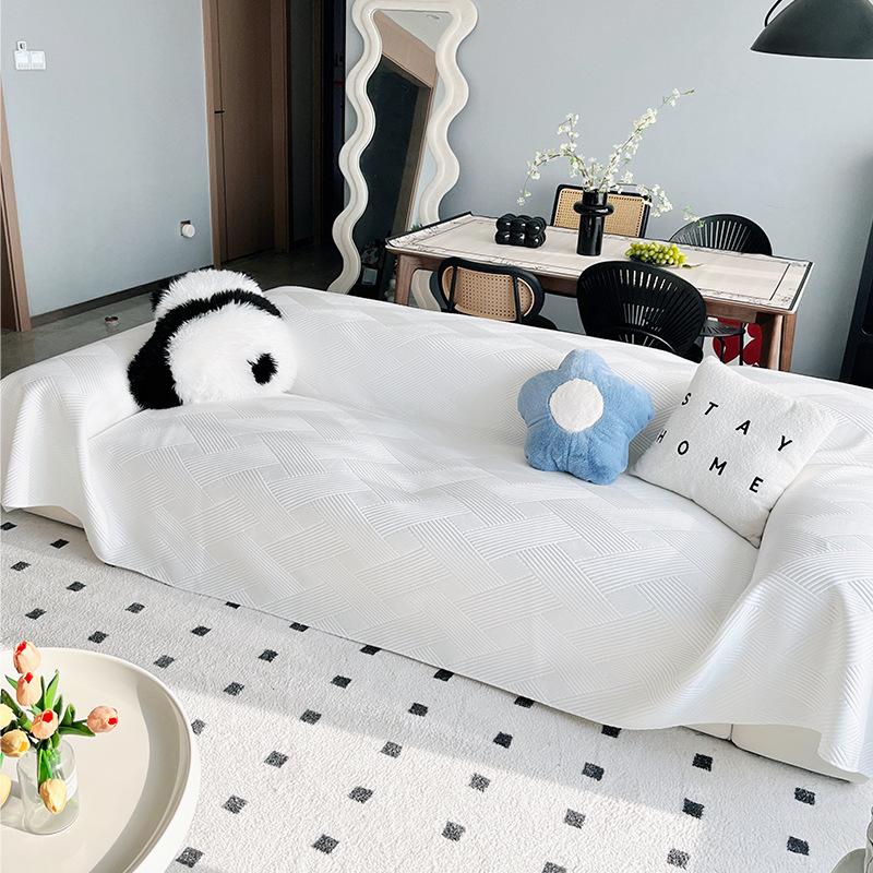 Summer Sofa Mat Cover Towel Non-Slip Full Cover Dustproof Cover Black Technology Solid Color Sofa Slipcover