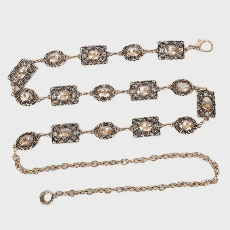 Женская цепочка на талию со стразами в стиле ретро: Универсальный, модный аксессуар для юбки