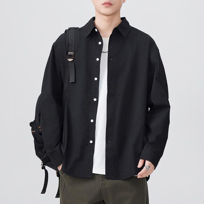 Новая японская ретро весенняя рубашка с длинным рукавом в стиле кэжуал, мужская рубашка из чистого хлопка в американском стиле