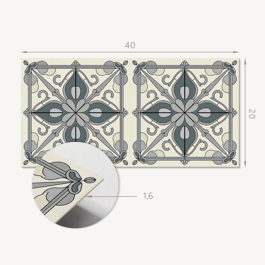Pack of Vinyl Tiles with Printed Floral Pattern with Ornaments 10x40x20 cm