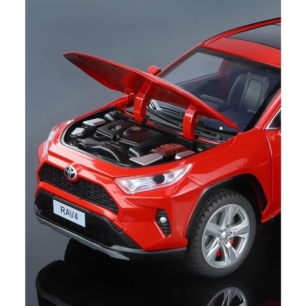 1/24 TOYOTA RAV4 SUV Sport Diecast Alloy Miniature Toy Car Model Remote Control Sound Light Pull Back Collection Gift for Boy