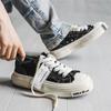 New Designer Fashion Black Men's Canvas Shoes Breathable Platform Designer Shoes Men Lace-up Vulcanized Shoes Men Espadrilles