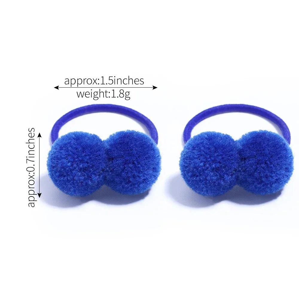 10 шт. Однотонные детские резинки для волос ручной работы для девочек зимние с меховым помпоном резинка для хвостика веревка для волос аксессуары для волос