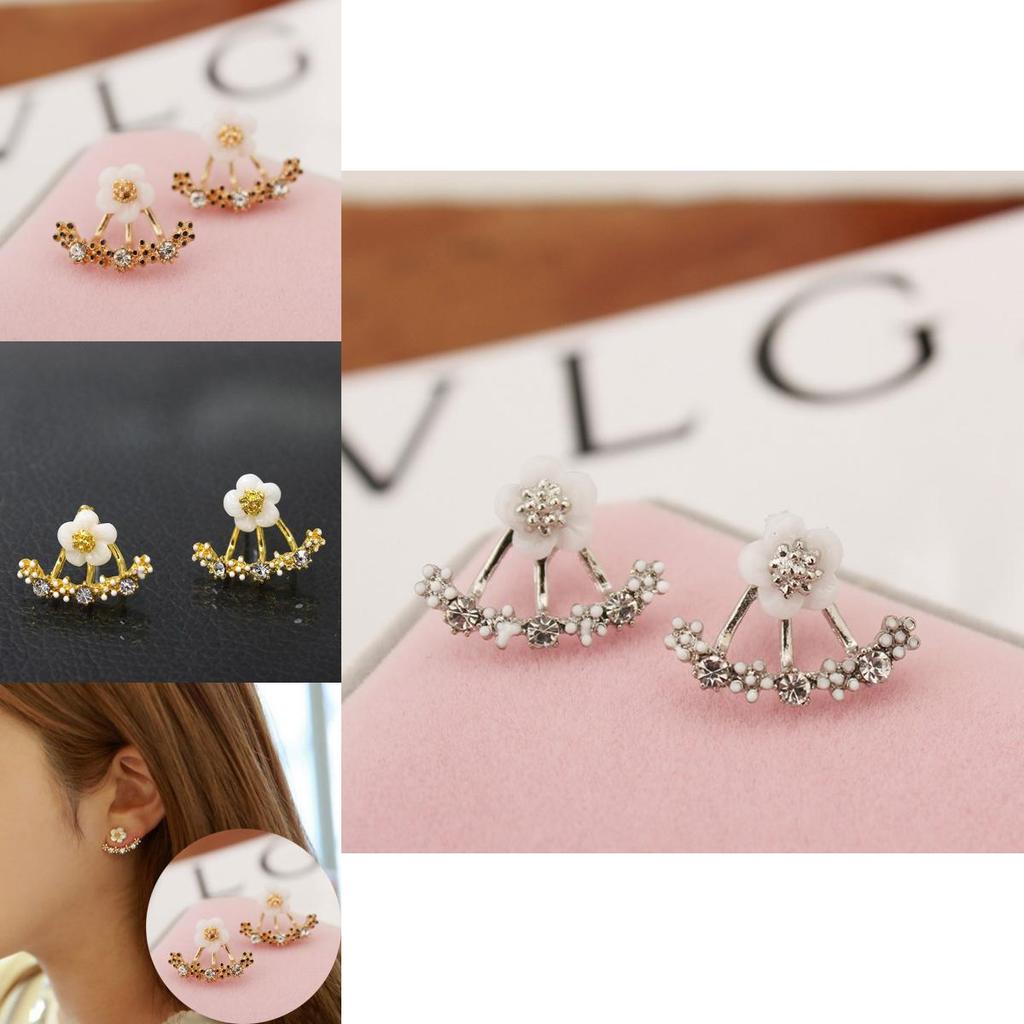 Daisy Alloy Earrings With Embedded Rhinestones For Women And Men