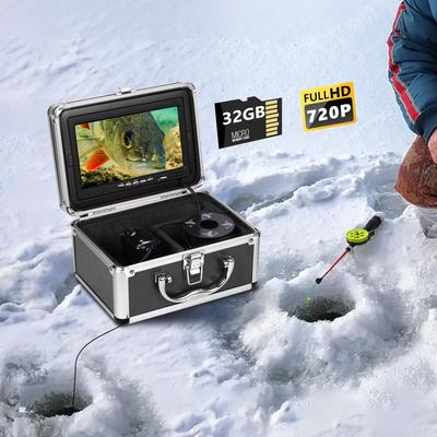 Подводная камера для рыбалки с DVR, 7-дюймовая портативная камера для подледной рыбалки с IPS-монитором, 720P, эхолот для подледной рыбалки на озере и лодке (15м/50футов)