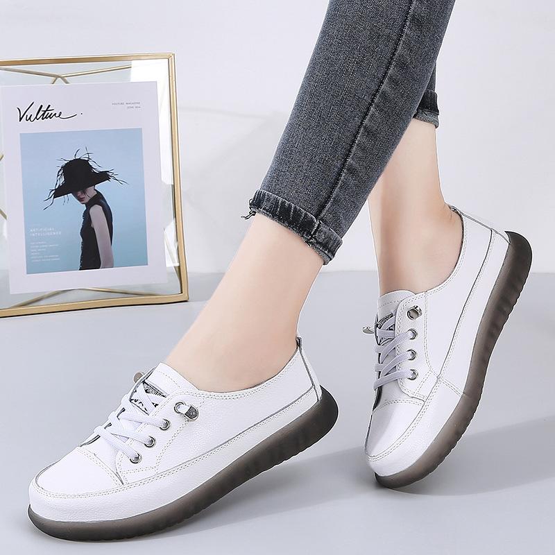 Genuine Leather Summer Outdoor Walking Vulcanized Shoes Women Soft Sole Jogging Sneakers Woman Flat Trainers Fitness Footwear