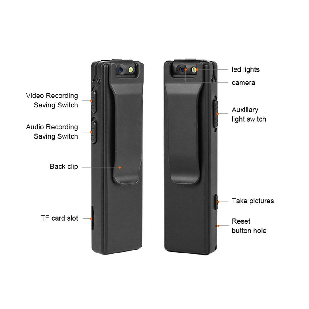 Камера на тело 1080P с клипсой, перезаряжаемая через USB, карманный видеорегистратор для безопасности дома и офиса