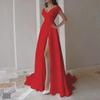 2025 Elegant Red, Black, and White Ruffled Off-Shoulder Midi Dress