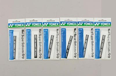 YONEX Влажная супер-тонкая лента для обмотки ручки, 6 штук, Белая, AC130-011-6SET