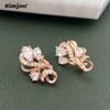 SIMJOO Fashion Design Hollow Flower Zircon Earrings for Ladies