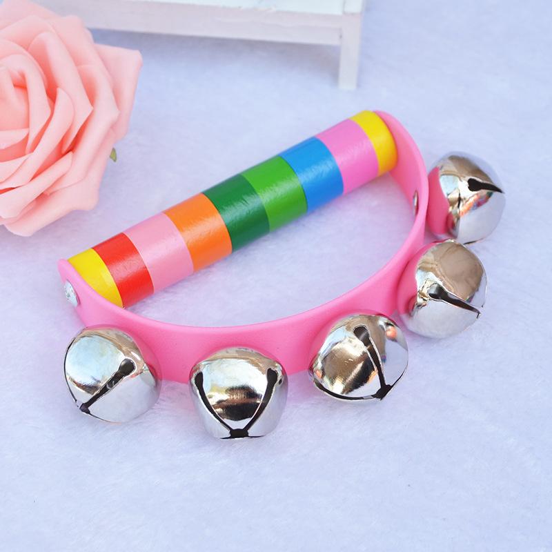 Half-Round Wooden Leather Hand Rattle: Orff Music Toy for Infant & Toddler Education