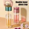 Glass Tea Infuser Bottle 420ml Leakproof Tea Brewer Double Wall Insulation Portable Tea Maker for Loose Leaf And Fruit Infusion