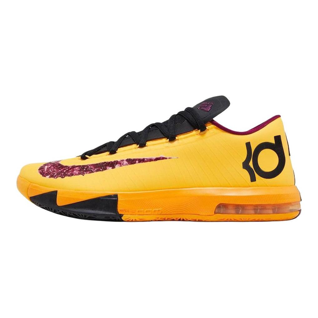 Nike KD 6 Нескользящие износостойкие низкие баскетбольные кроссовки унисекс желто-черные IB6903-800