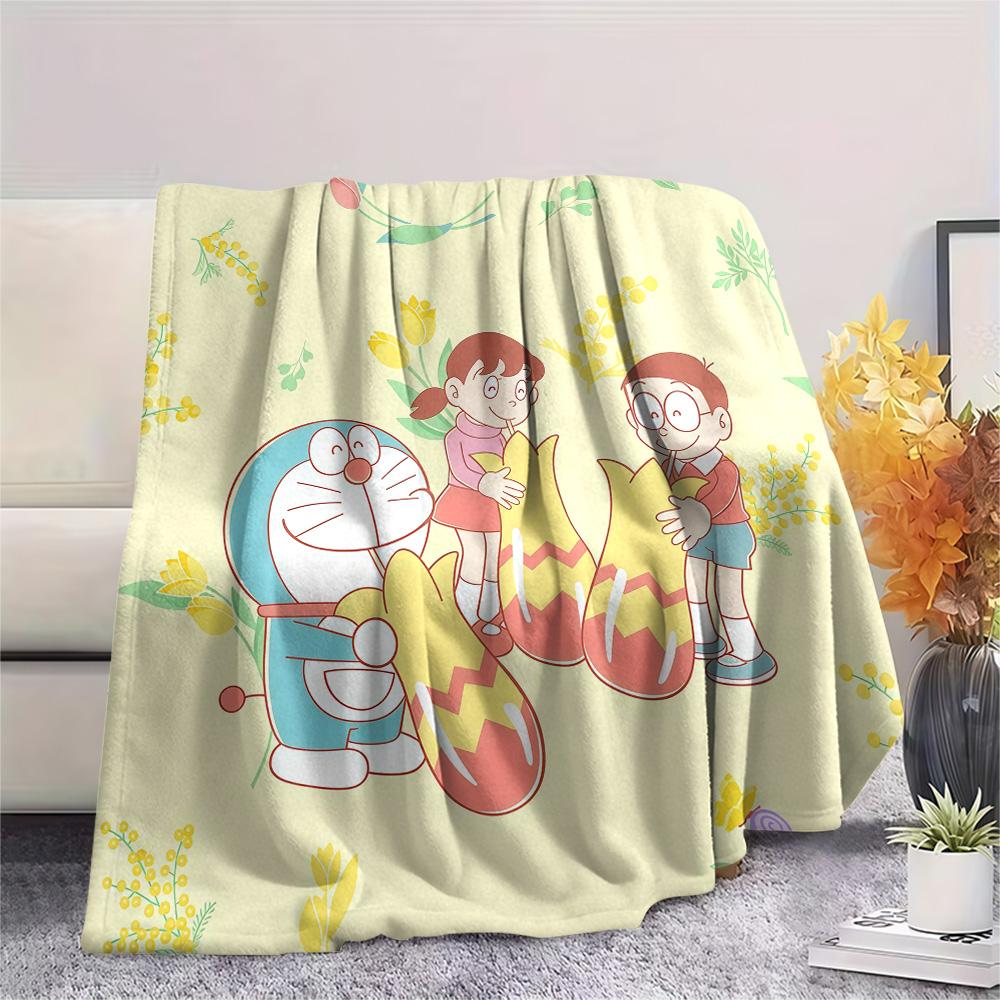 Doraemon2 Flannel Blanket, High quality Comfortable for All Seasons, Home Decor, Warmth and Comfort