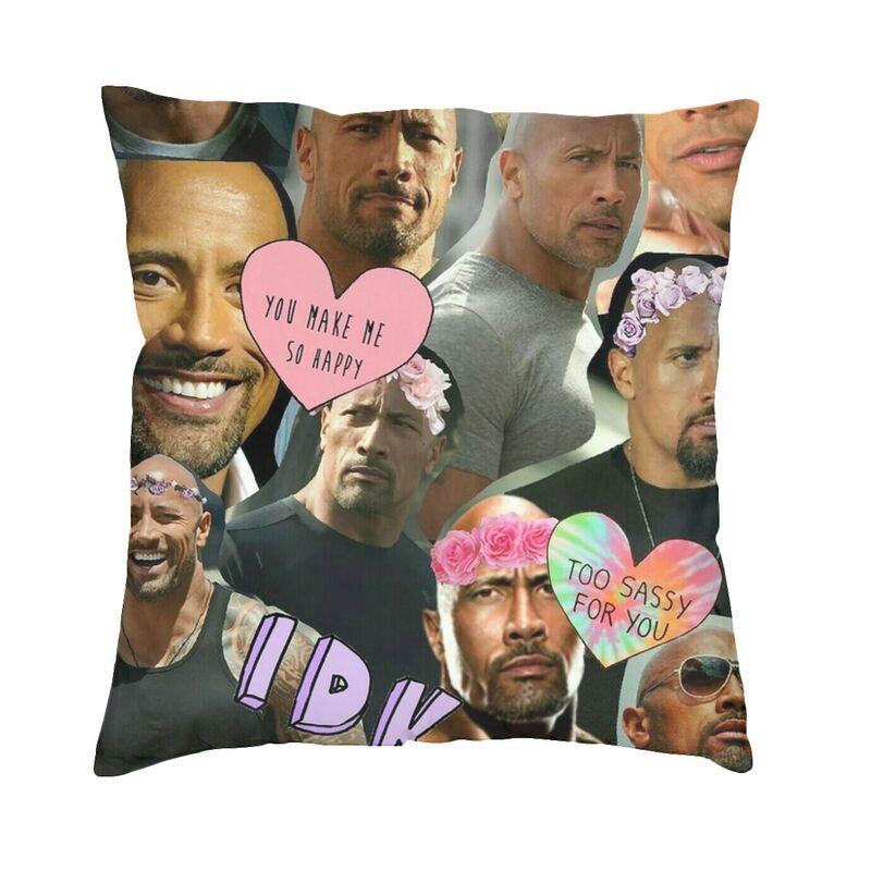 The Rock Face Dwayne Cushion Covers Sofa Decoration Famous Actor Johnson Square Throw Pillow Cover 45x45