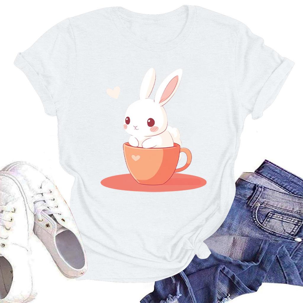 Женская повседневная футболка с круглым вырезом и короткими рукавами с принтом