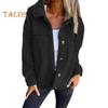 Winter Women Jacket with Double Pockets Thick Fleece Button Closure Cardigan Long Sleeves Warm Windproof Heat Retention Outdoor Coat