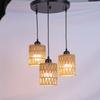 Boho Paper Rope 3-Light Ceiling Lamp Vintage Chandelier E27 Rustic Fixtures for Living Room Bedroom Dining Table Kitchen Hallway