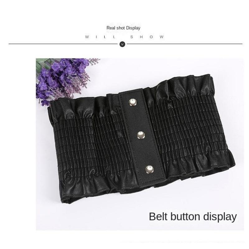 Ultra-wide Shirt Girdle Ladies Simple Wild Lace Elastic Dress Decorative Belt Black and Red Wild Accessories Tide.