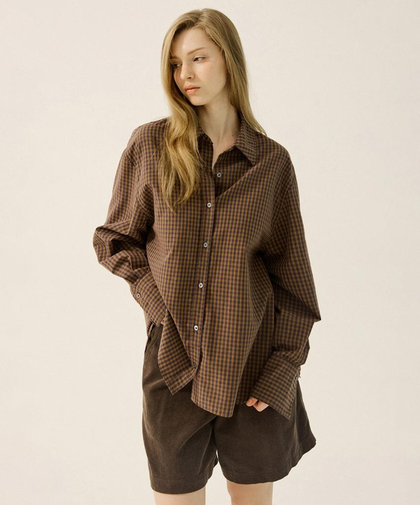OATMEAL CAFE Premium Compact Check Shirt - Yellow
