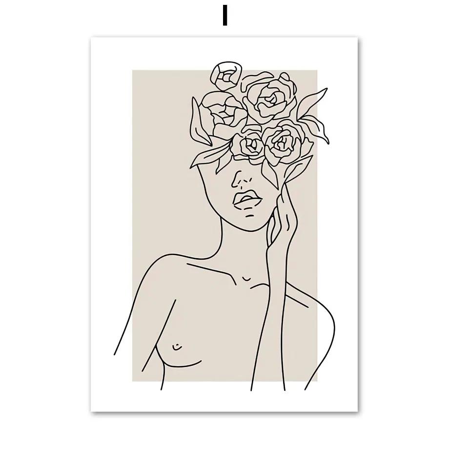 Современные абстрактные линии любви для девочек, цветочные постеры и принты, холст, живопись, настенные художественные фотографии, украшение для гостиной, дома