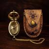 Brass Sundial Compass  Pocket Travel Compass with Leather Cover