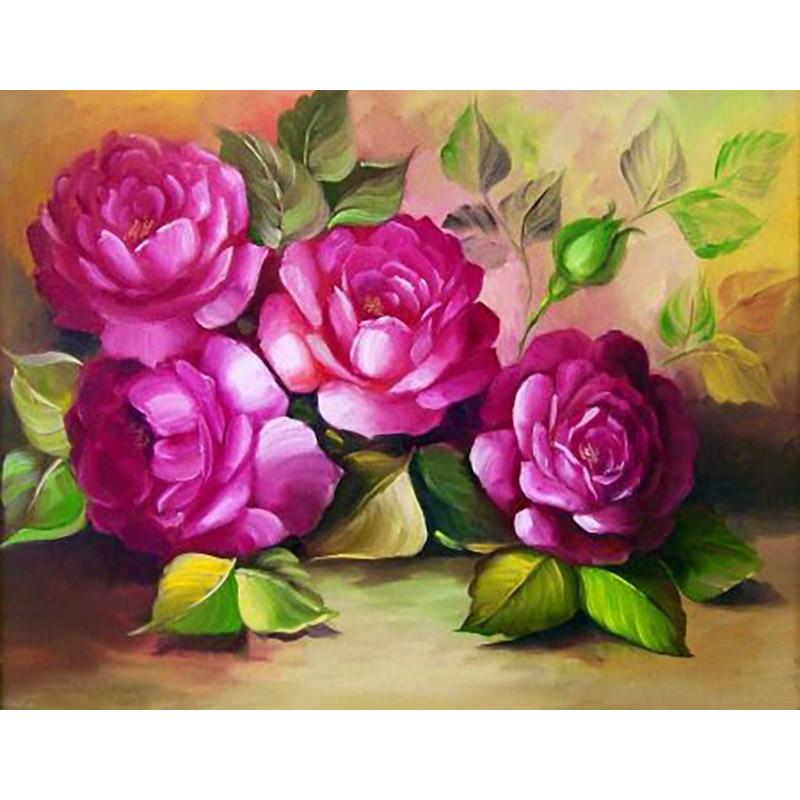 5D DIY Diamond Painting Flowers Rose In Vase Cross Stitch Kit Full Drill Embroidery Mosaic Wall Art of Rhinestones Decor Gift