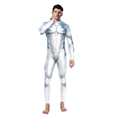 Костюм для косплея на Хэллоуин в виде пушистой собаки хаски, мужской костюм для косплея с изображением животного волка, комбинезон для питомца с хвостом