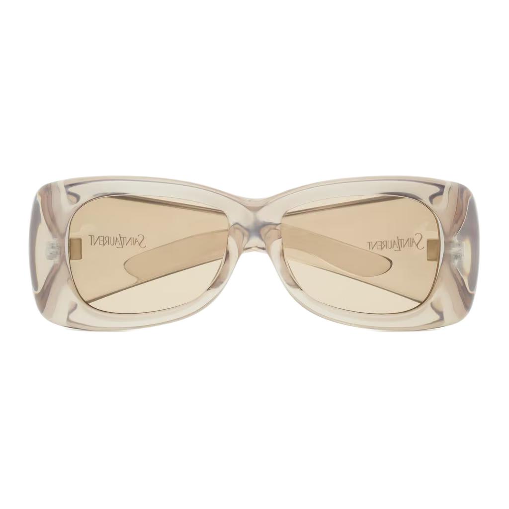 Saint Laurent Logo Injection Molded Irregular Shape Sunglasses Unisex sunglasses Transparent-Beige 862885Y99589307