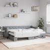 VidaXL Daybed with Trundle and Mattress Light Grey 80x200 Cm Fabric 3197439