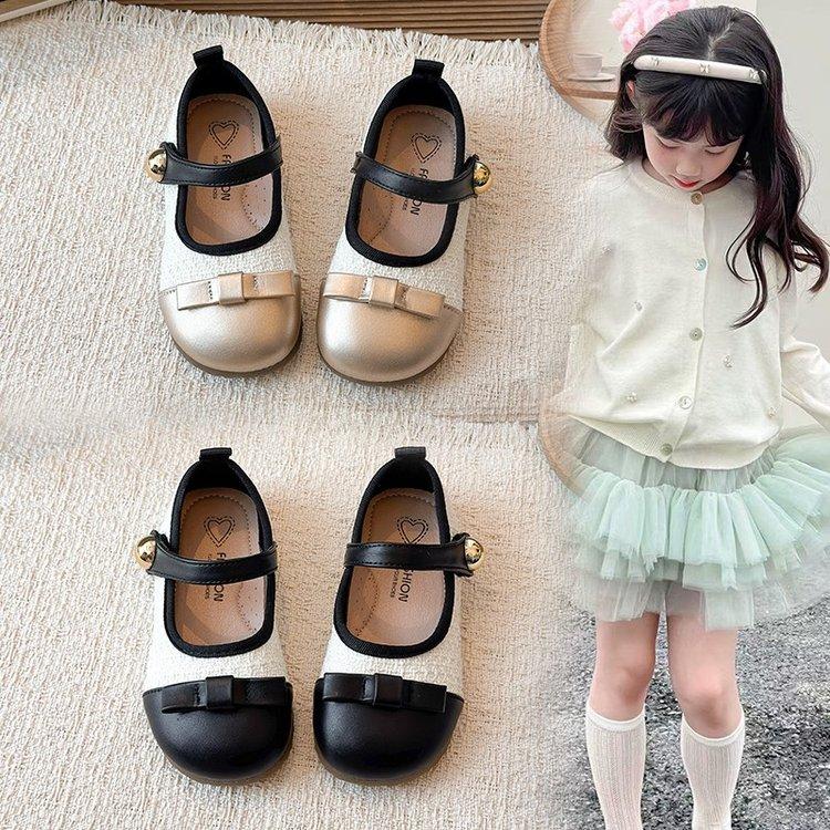 Girls' retro princess-style leather shoes with soft soles, fashionable princess shoes, new autumn non-slip single shoes for little girls