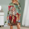 Women Casual Dress Autumn Fawn Print Dresses For Women O-neck Short Sleeve Dress Plus Size