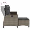 Garden Sofa with Reclining Function Cushions L Shaped Grey Poly Rattan