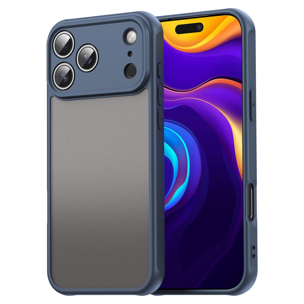 For iPhone 17 Pro Case Drop Proof Airbags Frosted Translucent PC+TPU Phone Back Cover