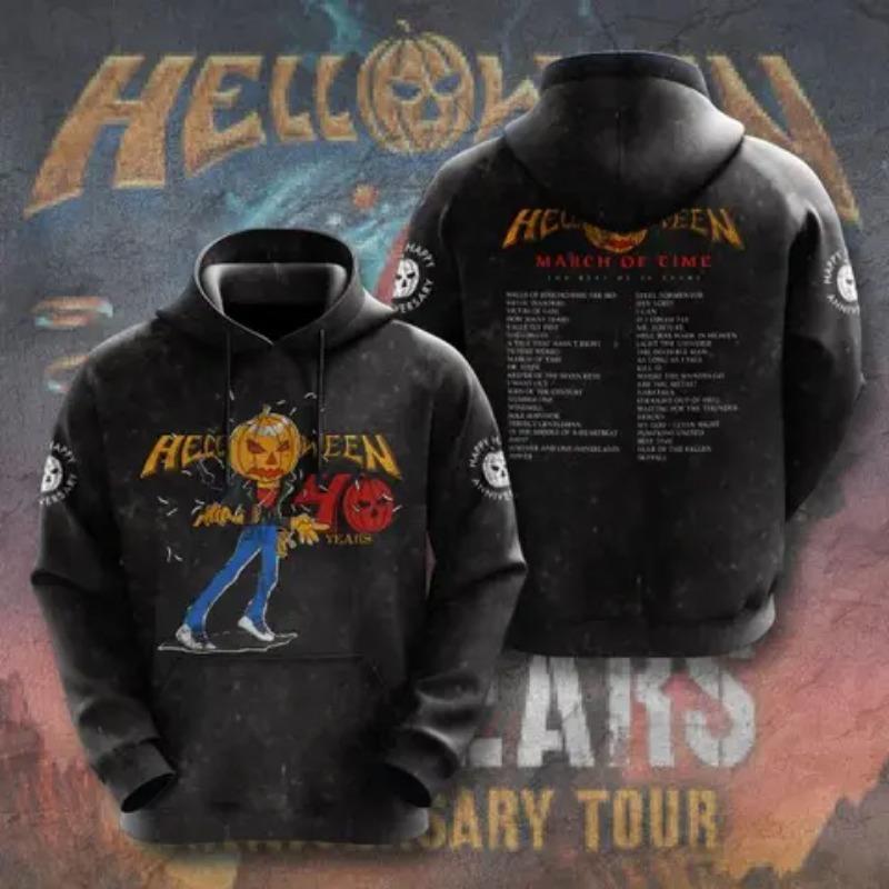 Рок Helloween 40-летний юбилейный тур 2025 3D-печать Худи Мужчины Женщины Модная Худи Толстовка Пальто с Логотипом Группы Мужская Одежда Зима