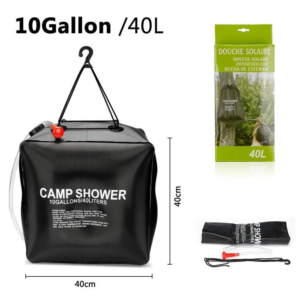10G/40L Solar Shower Bag with Hose & Switchable Head – Compatible with Camping, Beach, Travel, Hiking